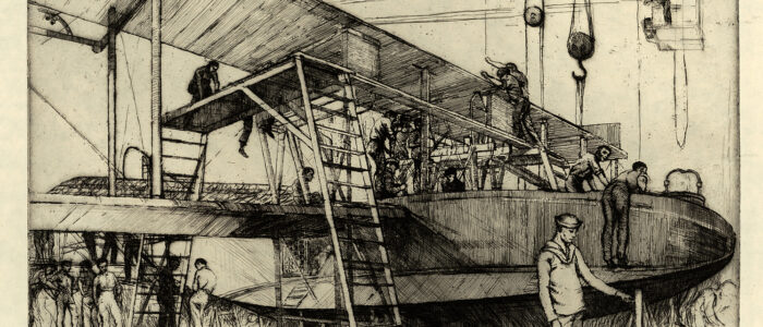 Dorothy Stevens: Aeroplane Factory, Ready for Shipment (1918)