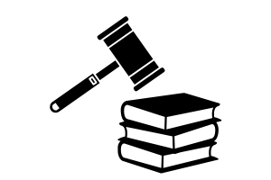 Bild på en hammare och böcker.